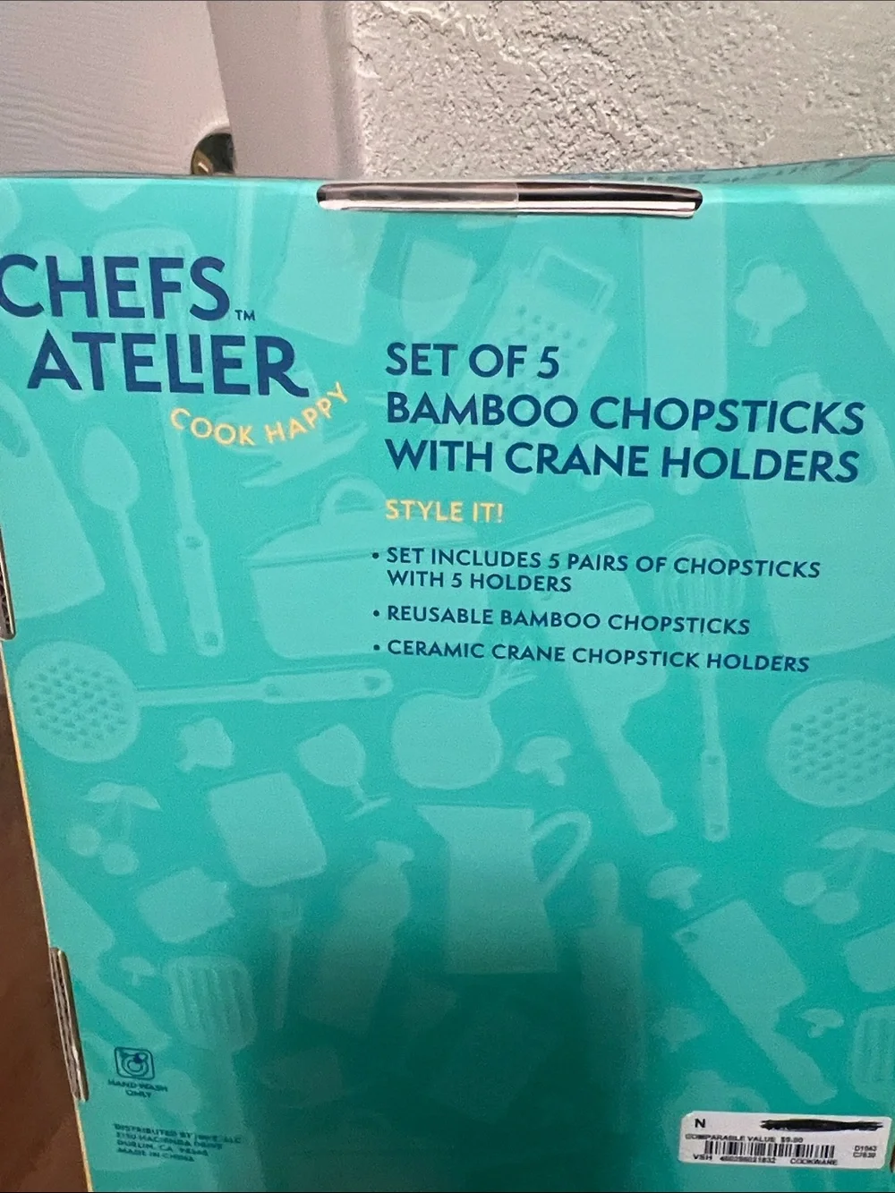 #2314**Chefs Atelier Bamboo Chopsticks Set W/ Birds Crane Holders - Multicolor